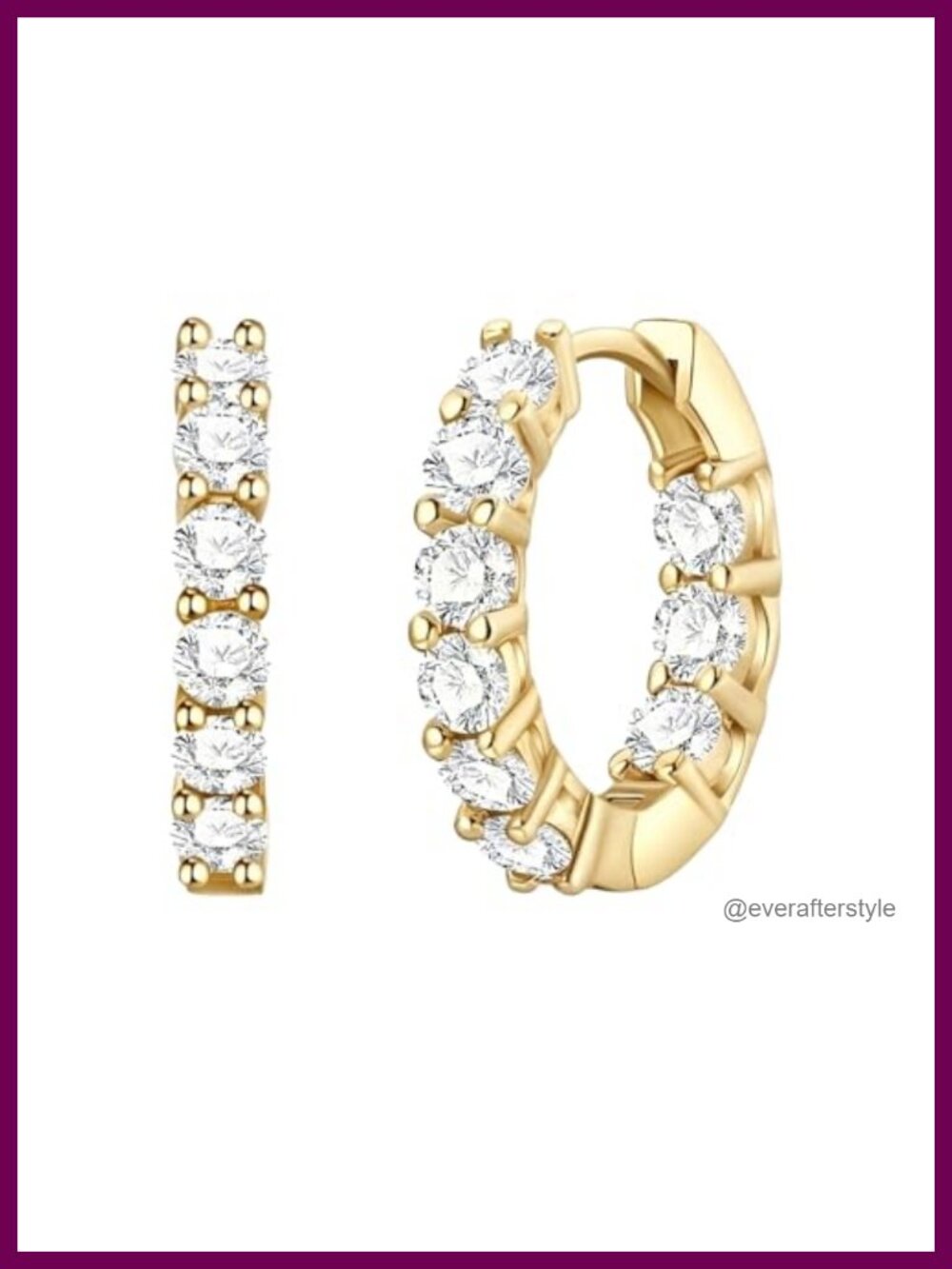 GIRIOIZ Sterling Silver High-Carbon Diamond Huggie Hoop Earrings 14mm with